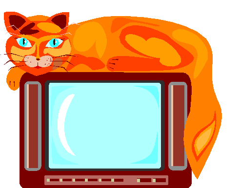 Clipart Gato Deitado Sobre Televisão