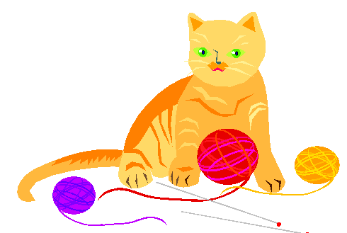 Clipart Gato e Novelo de Lã