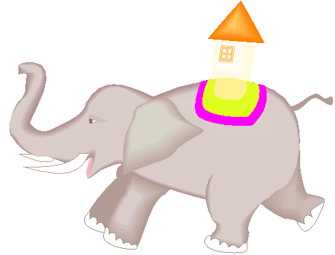 Clipart Elefante Carregando Pequena Casa