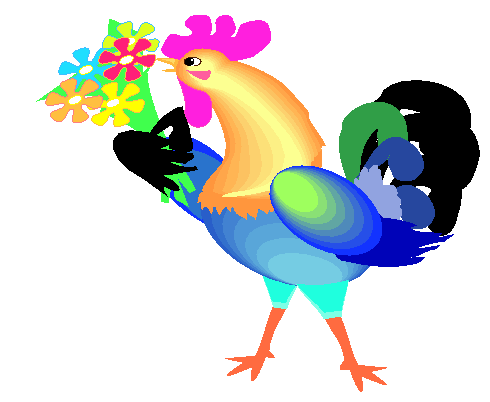 Clipart Galo Com Ramalhete de Flores