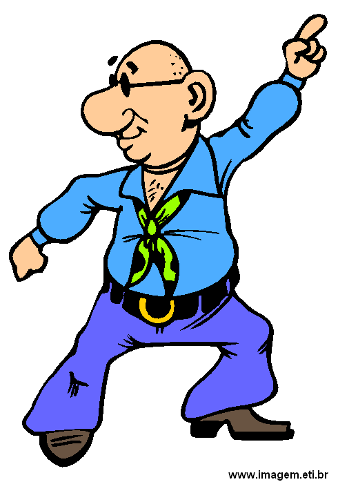 Clipart Homem Careca Com Roupa Azul Dançando.