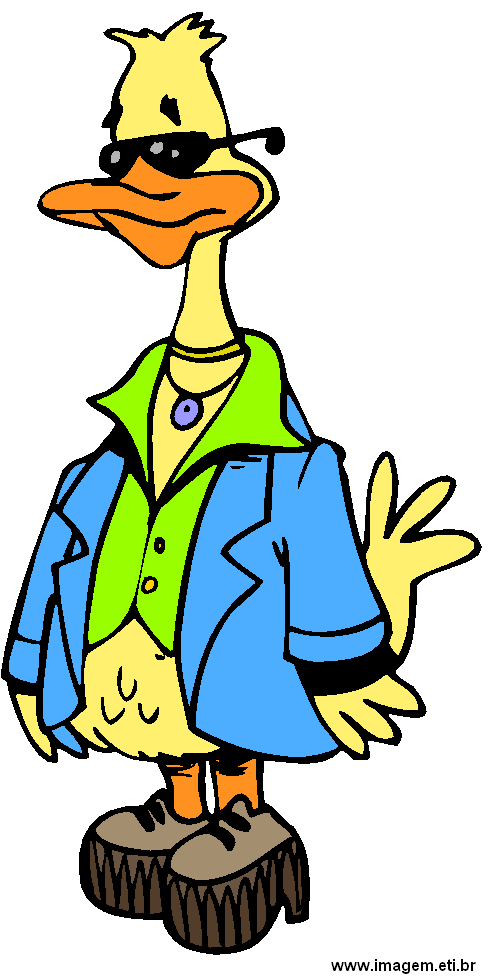 Clipart Pato Roqueiro Usando Paletó Azul e Sapato Plataforma.