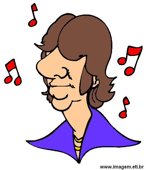 Clipart Caricatura de Pessoa Com Notas Musicais.