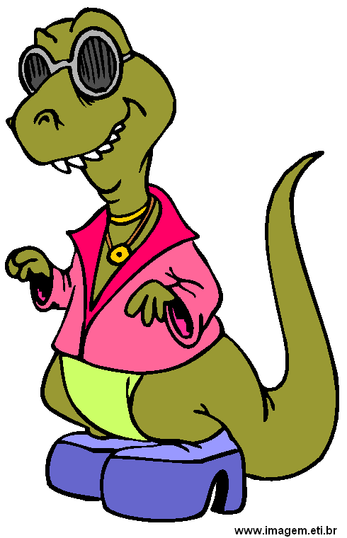 Clipart Dinossauro Com Roupas dos Anos 70.