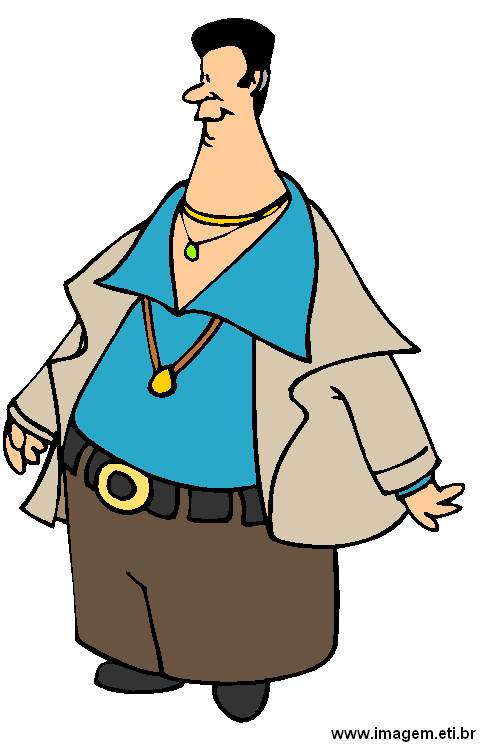 Clipart Homem Estilizado Usando Camisa Azul e Calça Marrom.