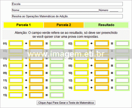 Testes de Adição