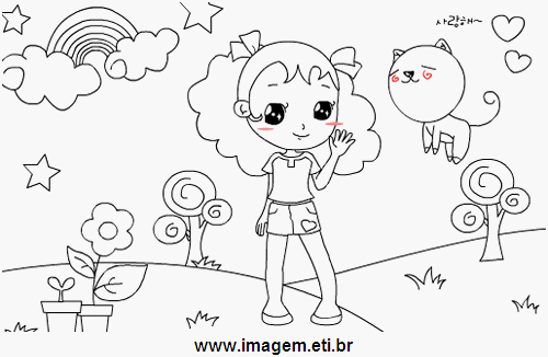 Jogo de Pintar Casal Oriental. Passatempo Online de Colorir.